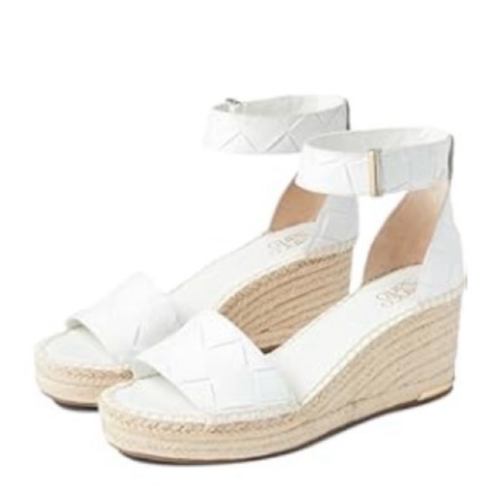 White Espadrille Wedge Sandals with Ankle Strap
